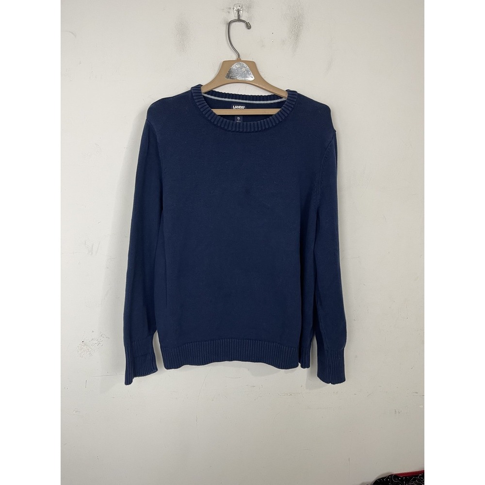 Lands End Drifter Boys XL 18‎ Navy Blue Crew Neck Sweater Pullover